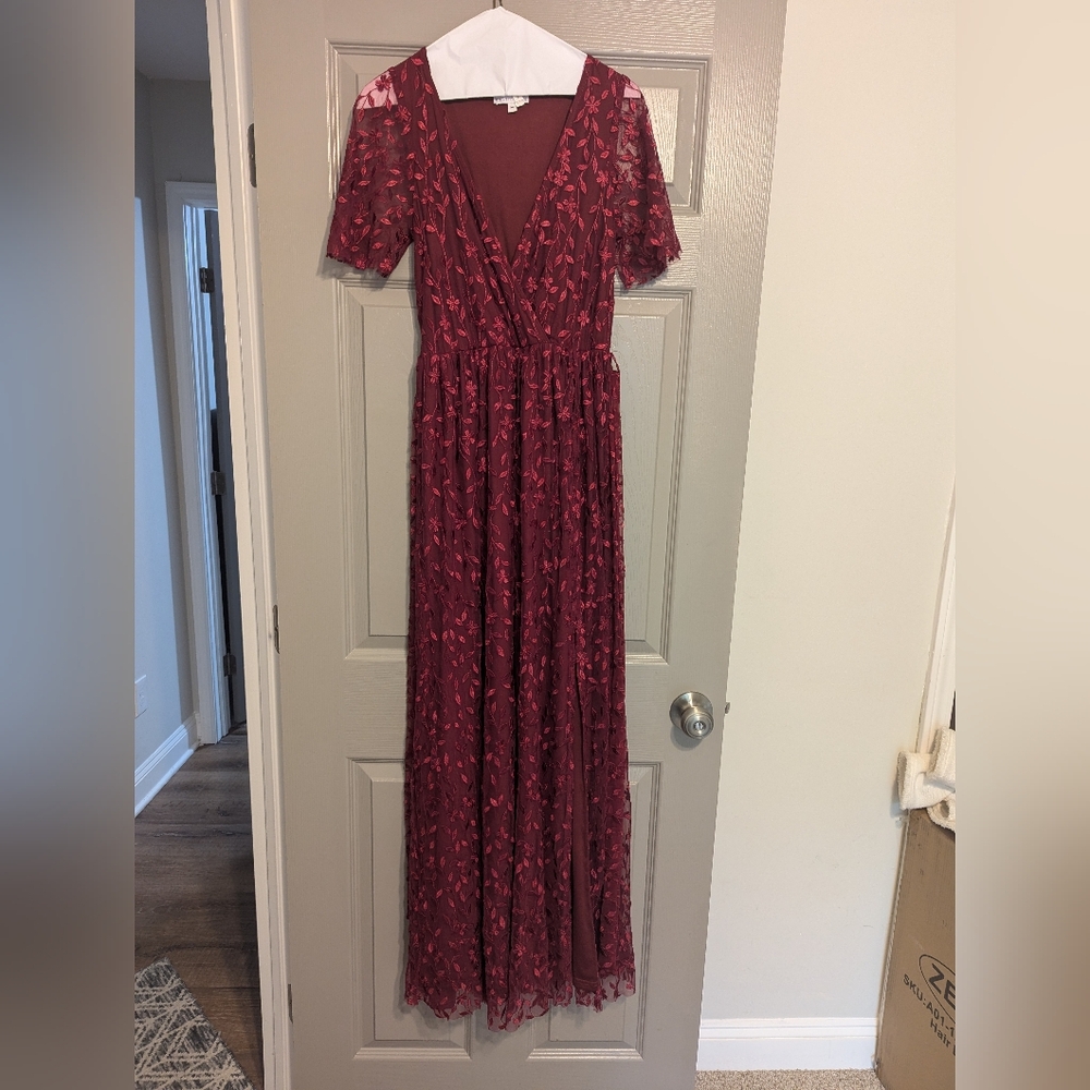 Baltic Born Marseille Embossed Maxi Dress in Mulberry